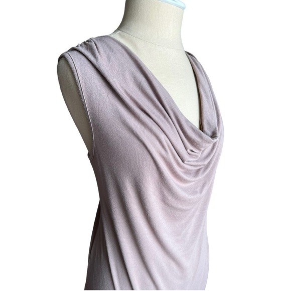 Eimin Draped Cowl Neck Sleeveless Jersey Stretch Taupe Blouse 2XL - Picture 3 of 10